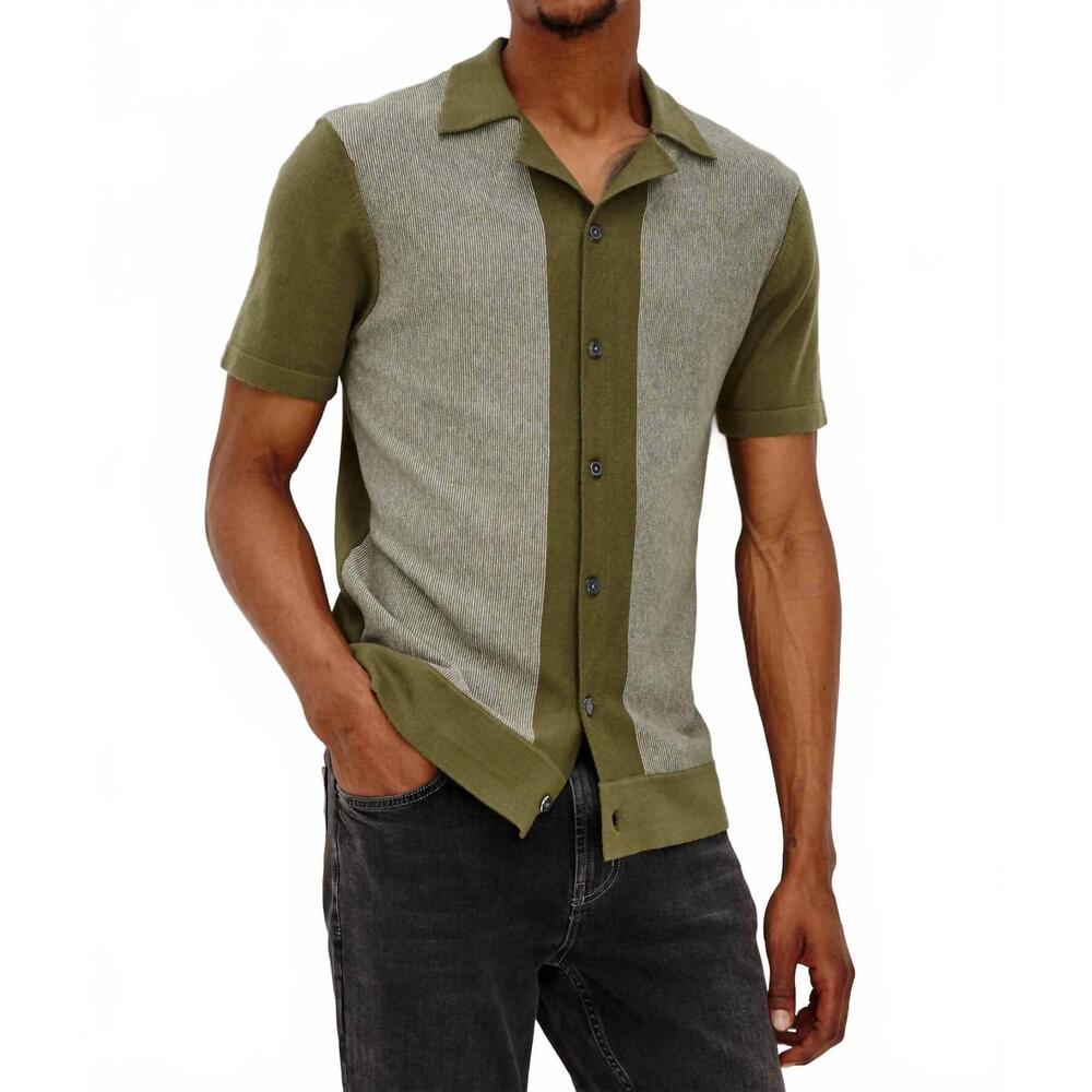 NEW RAILS silas shirt in olive khaki stripe